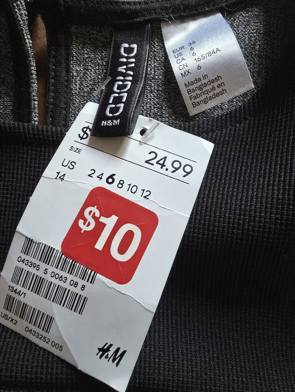 H&M Black and Gray Panel Fit-and-Flare Dress - Size 6 - NWT - Picture 3 of 3